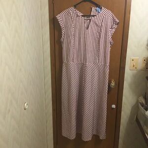 Draper James Gingham Plaid Brown White Sleeveless Tie Waist Grid  Checkered Maxi